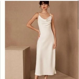 BHLDN Cali Satin Cowl-Neck Midi Slip Dress